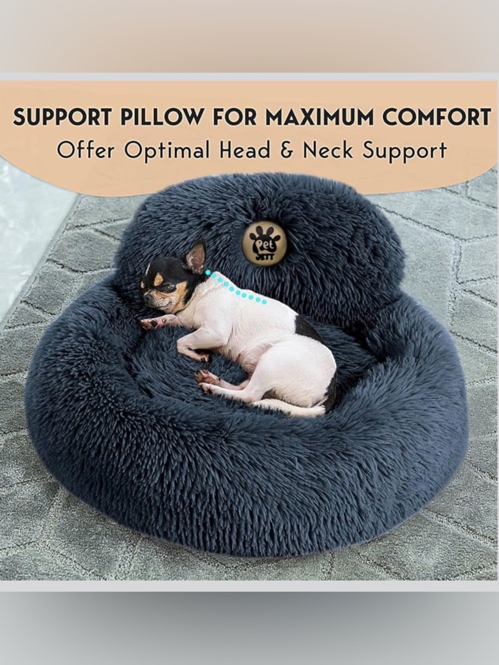 Calming Donut Dog Bed 23” Small Pets